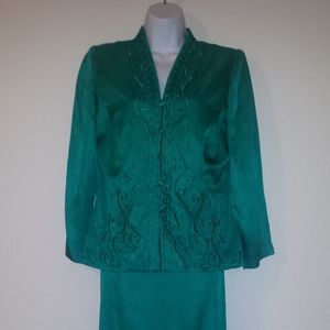 Adrianna Papell 2-Piece Silk Skirt Suit